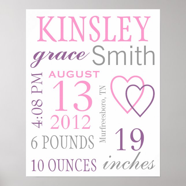 Póster Estadísticas de nacimiento (Frente)