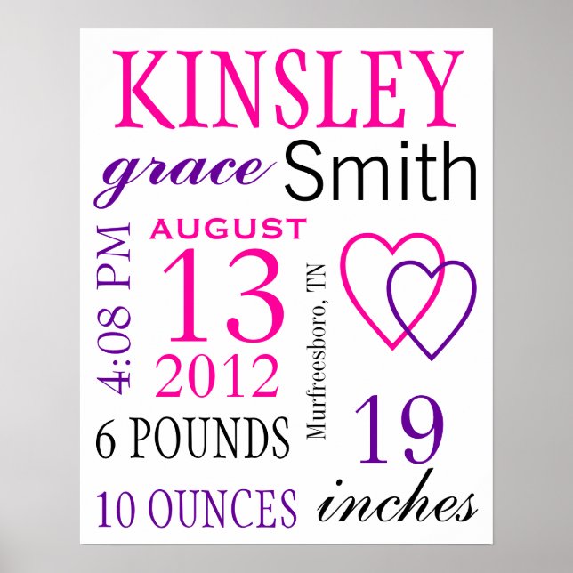 Póster Estadísticas de nacimiento (Frente)