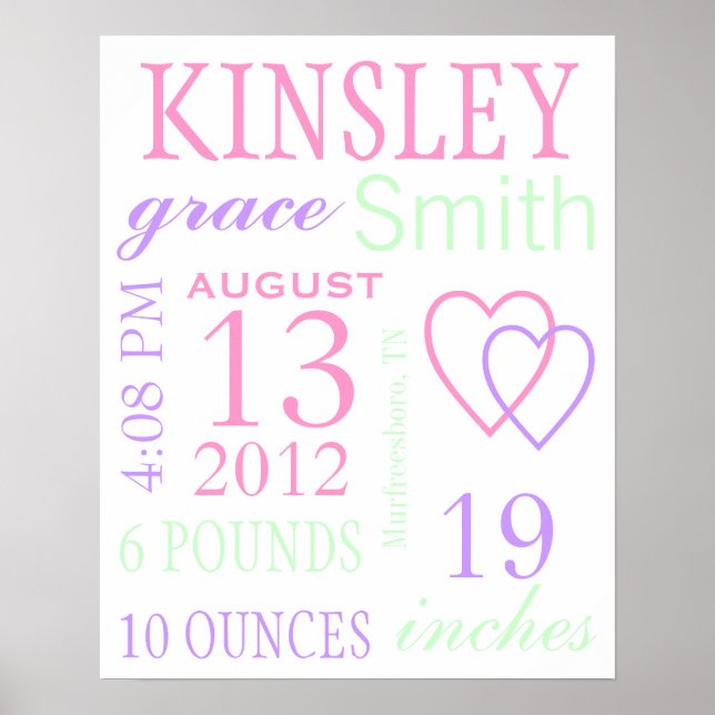 Póster Estadísticas de nacimiento (Frente)