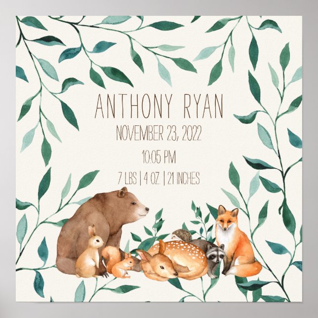 Póster Estadísticas de nacimiento de amigos de animales d (Frente)