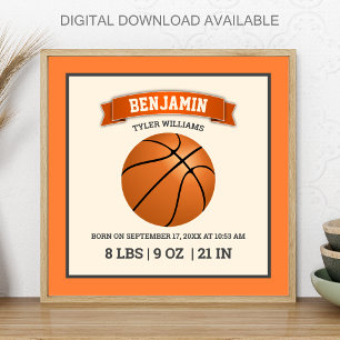 Póster Estadísticas de nacimiento de bebé de baloncesto m