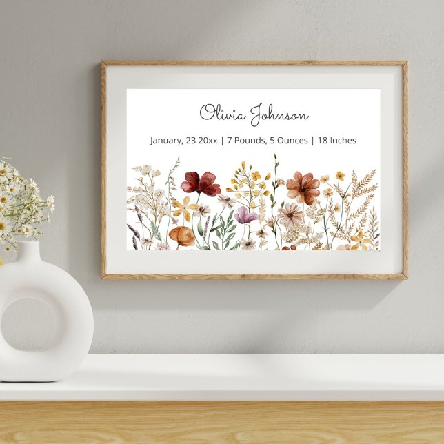 Póster Estadísticas de nacimiento de bebé de flor silvest (In situ)