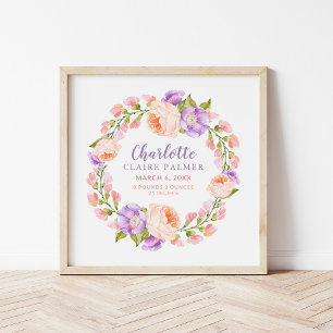 Póster Estadísticas de nacimiento de bebé personalizadas
