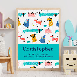 Póster Estadísticas de nacimiento imprimen perros diverti