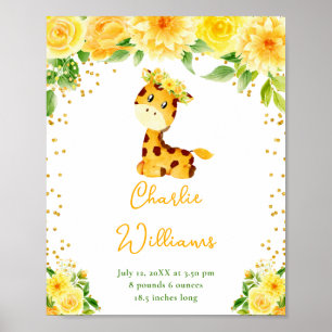 Póster Estadísticas de Nacimientos Florales Amarillas de