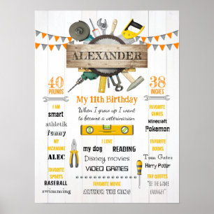 Póster Estadísticas de natalidad del cumpleaños del peque