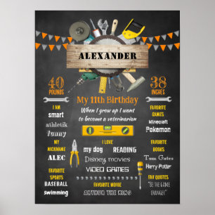 Póster Estadísticas de natalidad del cumpleaños del peque