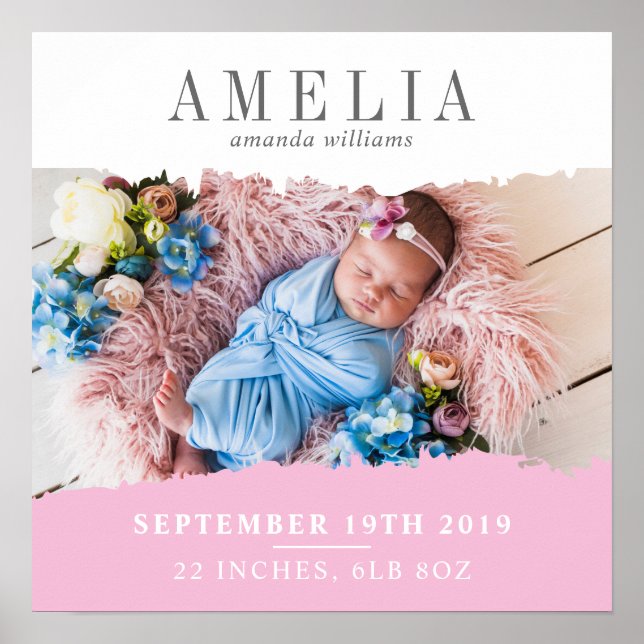 Póster Estadísticas de natalidad moderna Foto Keepsake (Frente)