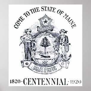 Póster Estado 1920 del Centennial de Maine