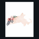 Póster Estado acuático floral de Massachusetts<br><div class="desc">Estado acuático floral de Massachusetts</div>