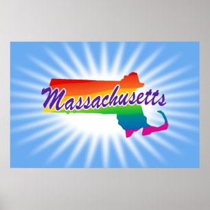 Póster Estado Arcoiris De Massachusetts