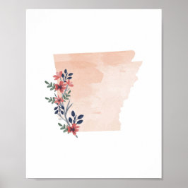 Póster Estado de acuarela floral de Arkansas