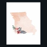 Póster Estado de acuarela floral de Misuri<br><div class="desc">Estado de acuarela floral de Misuri</div>