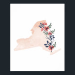 Póster Estado de acuarela floral de Nueva York<br><div class="desc">Estado de acuarela floral de Nueva York</div>