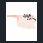 Póster Estado de acuarela floral de Oklahoma<br><div class="desc">Estado de acuarela floral de Oklahoma</div>