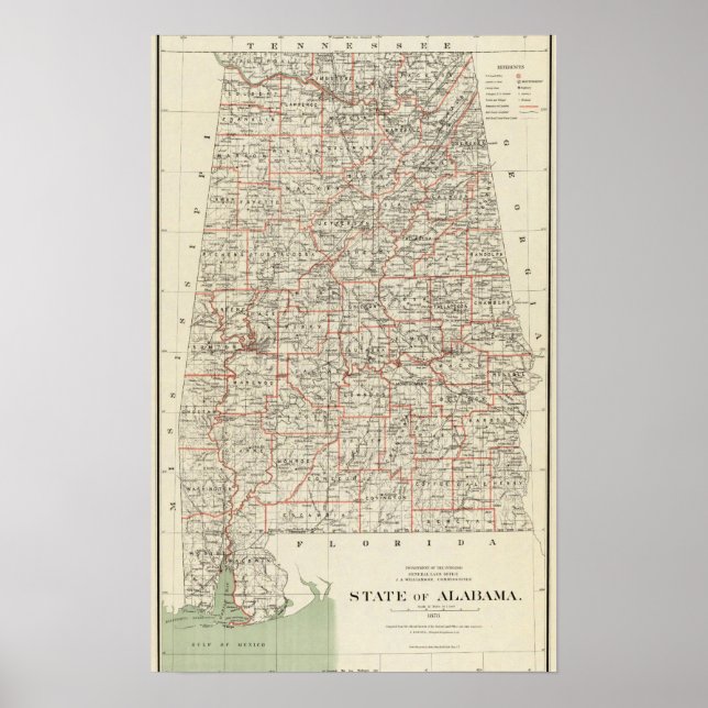 Póster Estado de Alabama (Frente)