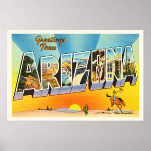Póster Estado de Arizona AZ Antiguo recuerdo de viajes de