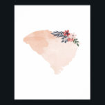 Póster Estado de la acuarela floral de Carolina del Sur<br><div class="desc">Estado de la acuarela floral de Carolina del Sur</div>