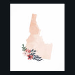 Póster Estado de la acuarela floral de Idaho<br><div class="desc">Estado de la acuarela floral de Idaho</div>