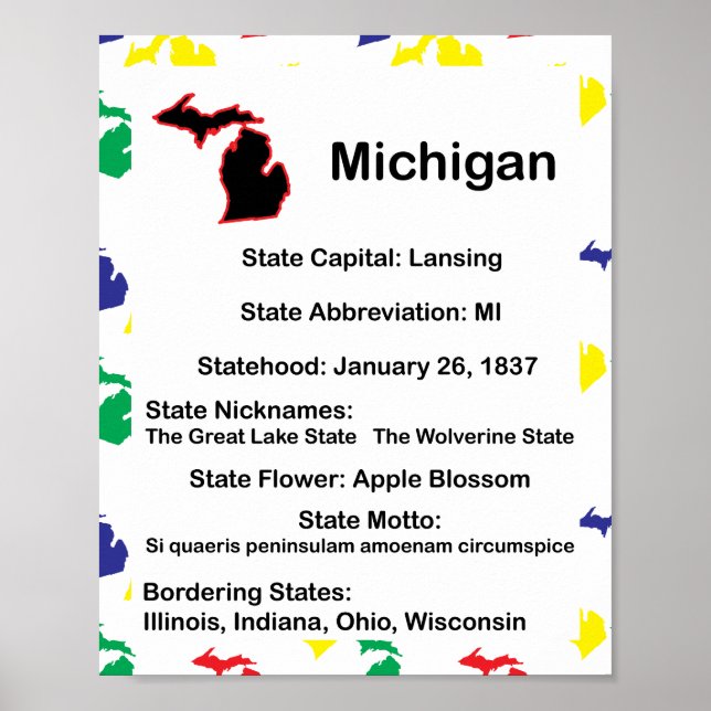 Póster Estado de Michigan (Frente)