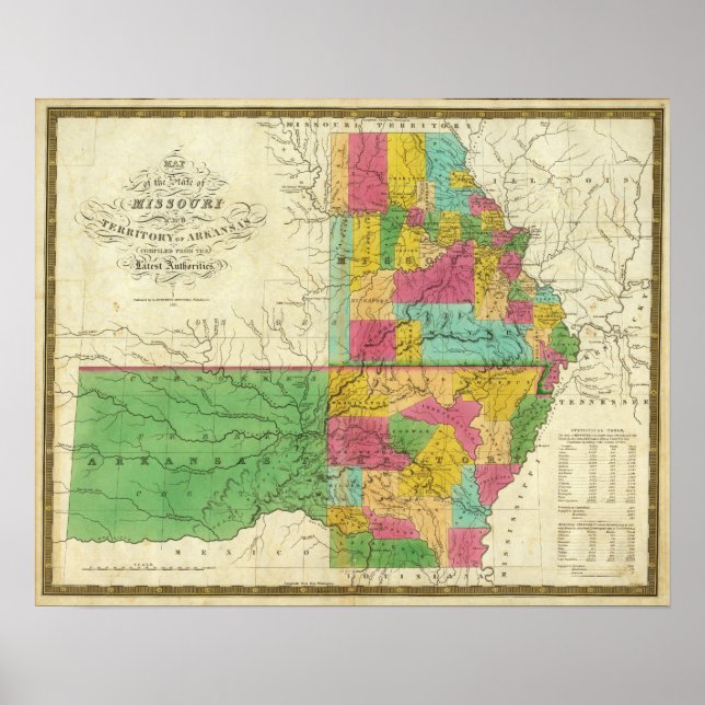 Póster Estado de Misuri y Territorio de Arkansas (Frente)