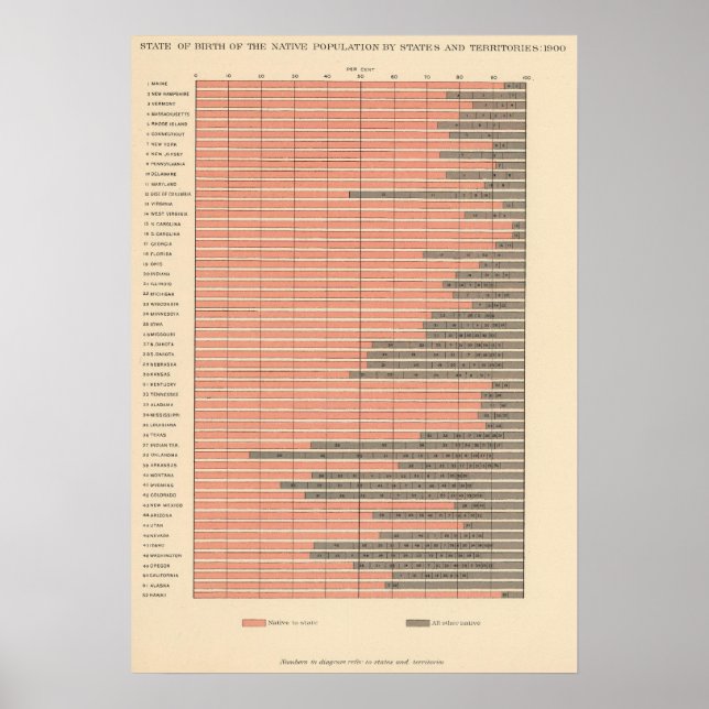Póster Estado de nacimiento 1900 (Frente)