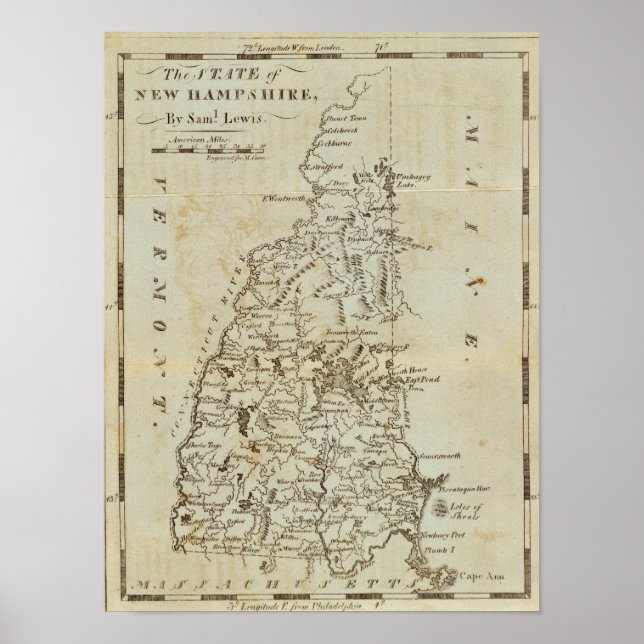 Póster Estado de Nuevo Hampshire 2 (Frente)