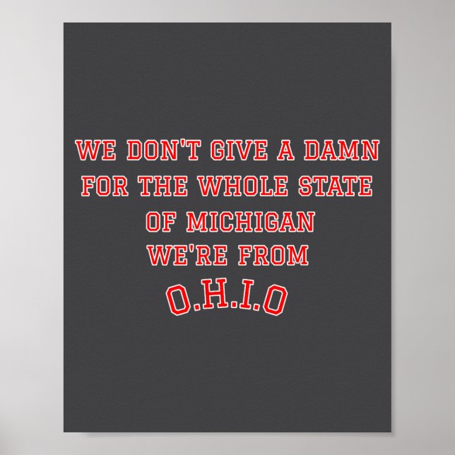 Póster Estado De Ohio No Nos Importa Michigan  (Frente)