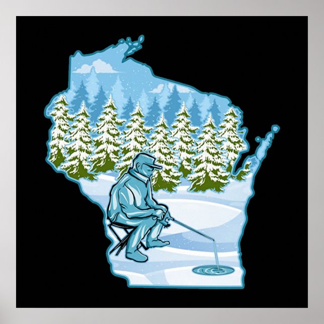 Póster Estado de pesca de hielo de Wisconsin (Frente)