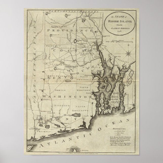 Póster Estado de Rhode Island 2 (Frente)