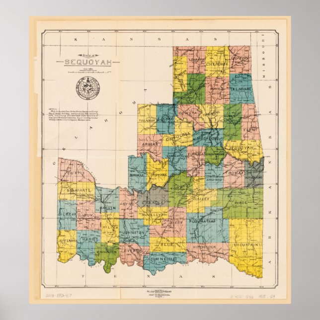 Póster Estado de Sequoyah, Oklahoma (1905) (Frente)
