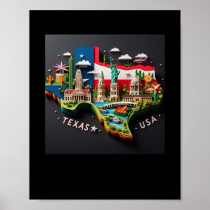 Póster Estado De Texas En El Pegatina Estadounidense