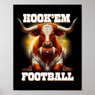 Póster Estado de Texas Hook'em Fútbol Americano Con Cabel