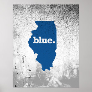 PÓSTER ESTADO DEL AZUL DE ILLINOIS
