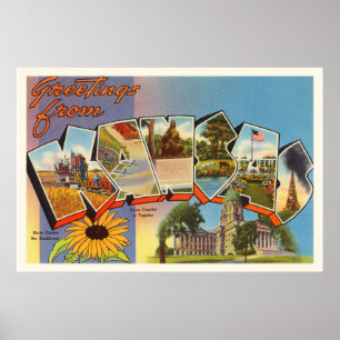 Póster Estado del recuerdo viejo del viaje del vintage de
