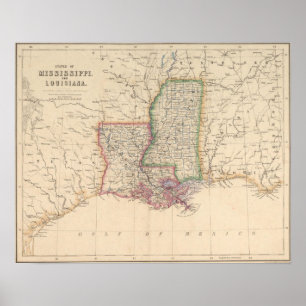 Póster Estados de Mississippi y de Luisiana