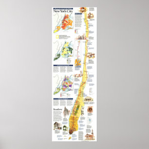 Póster Estados Unidos: 1990 Mapa de Nueva York MANHATTAN 