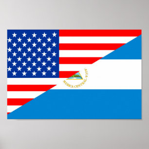 Póster estados unidos américa nicaragua media bandera ee.