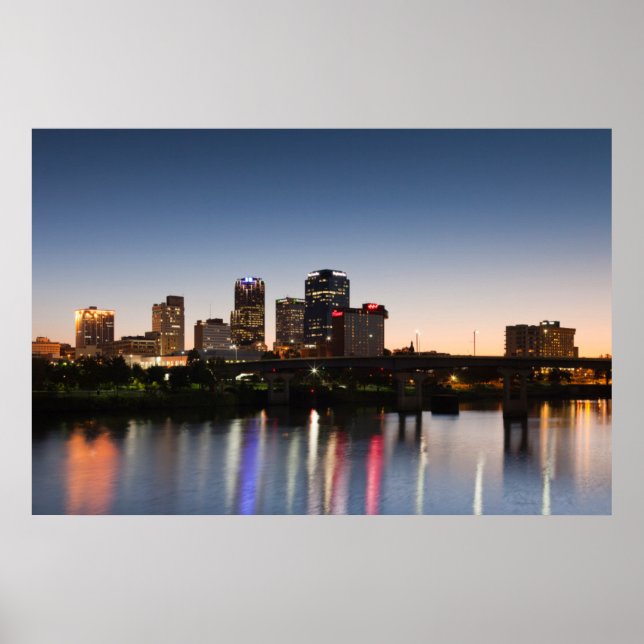 Póster Estados Unidos, Arkansas, Little Rock, City Skylin (Frente)