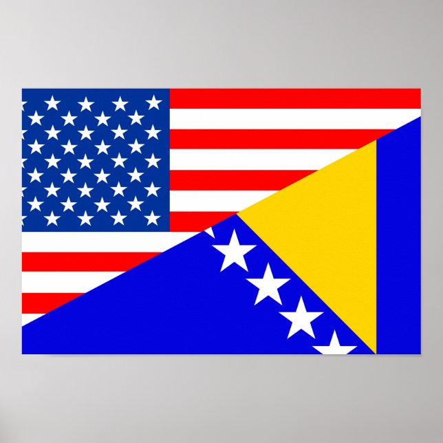 Póster estados unidos bosnia herzegovina media bandera (Frente)