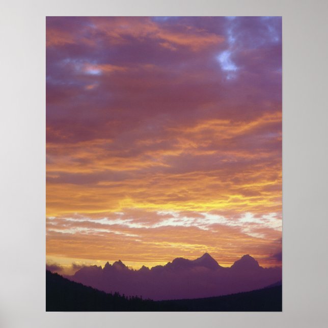 Póster Estados Unidos, California, Sunset sobre Sierra Ne (Frente)