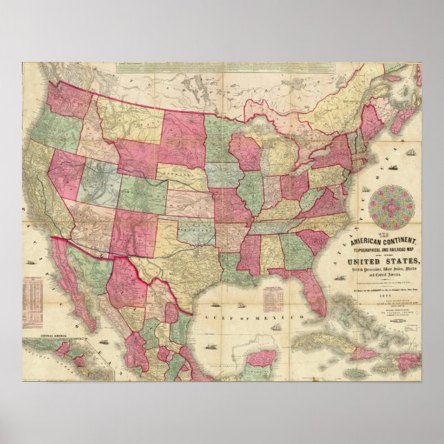 Póster Estados Unidos Continente Americano (Frente)