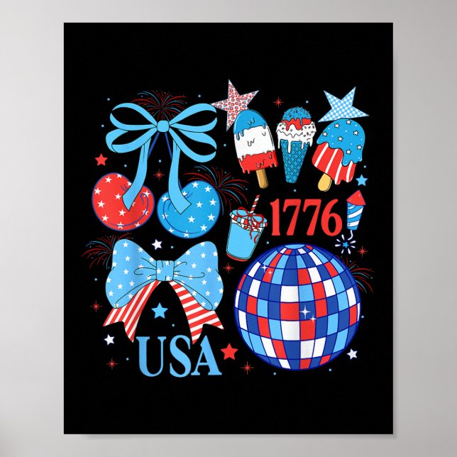 Póster Estados Unidos Coquette 4 De Julio Día De La Indep (Frente)