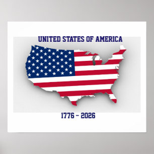 Póster Estados Unidos de América Aniversario 1776-2026