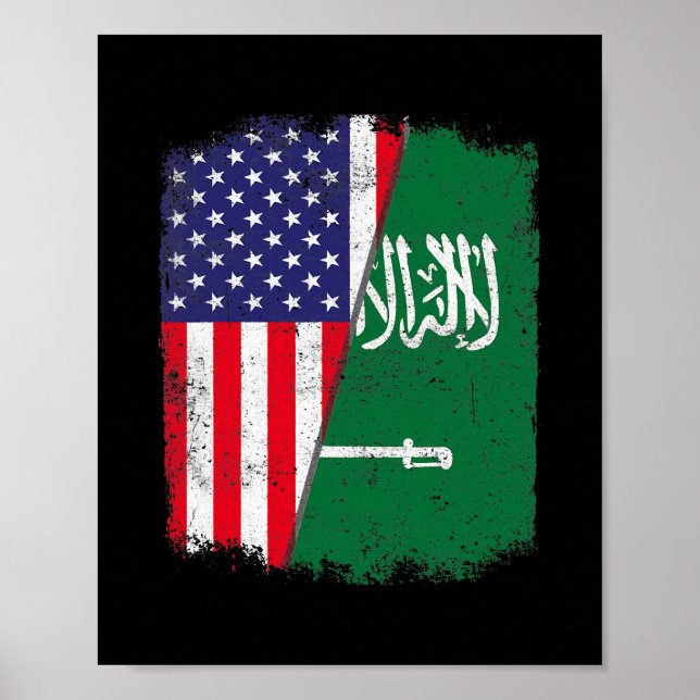 Póster Estados Unidos de América Bandera de Arabia Saudit (Frente)