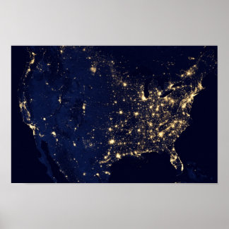 Póster Estados Unidos de noche