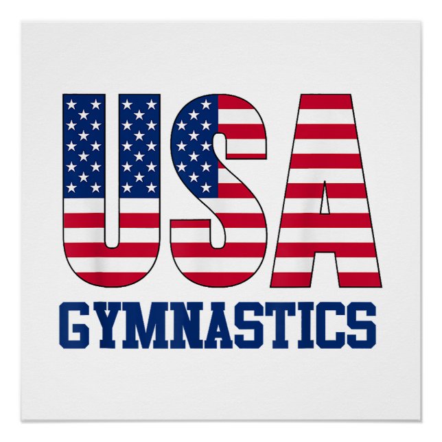Póster Estados Unidos: Deportes de gimnasia con bandera e (Anverso)