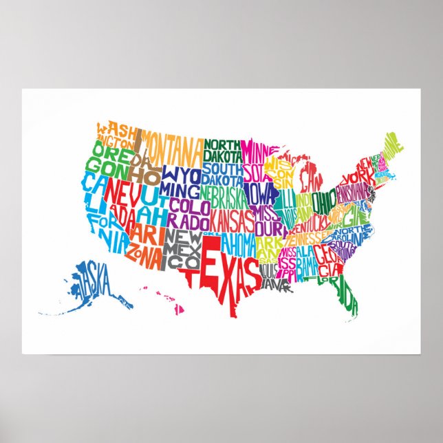 Póster Estados Unidos en nombres (Frente)