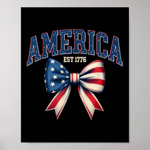 Póster Estados Unidos Est 1776 Coquette Bow Bandera Ameri