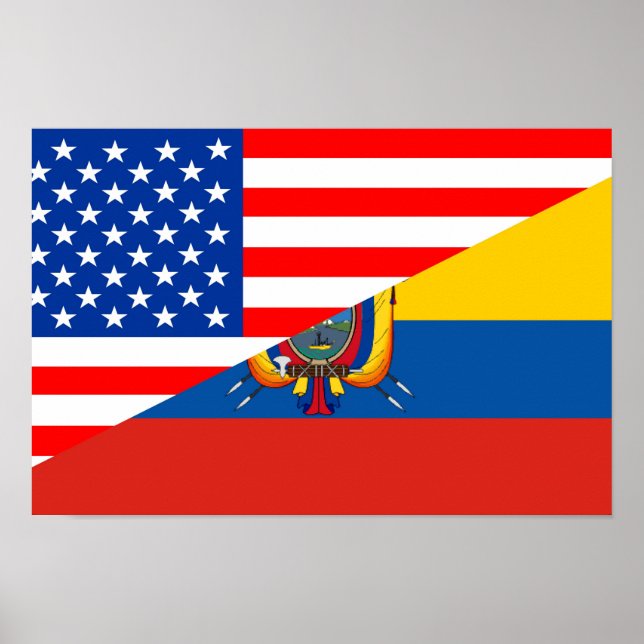 Póster estados unidos estados unidos ecuador half flag es (Frente)